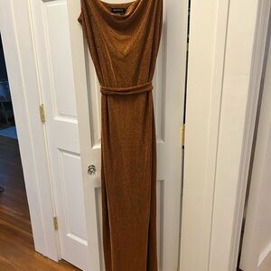Express Shimmering Gold Maxi Dress